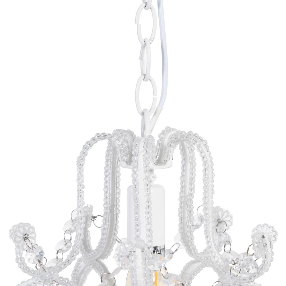 lolahome Lámpara de techo chandelier de cristal acrílico blanco roto de 25x24x30 cm