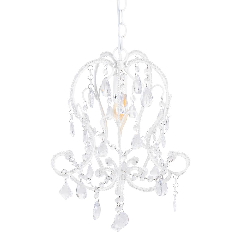 lolahome Lámpara de techo chandelier de cristal acrílico blanco de 29x28x33 cm