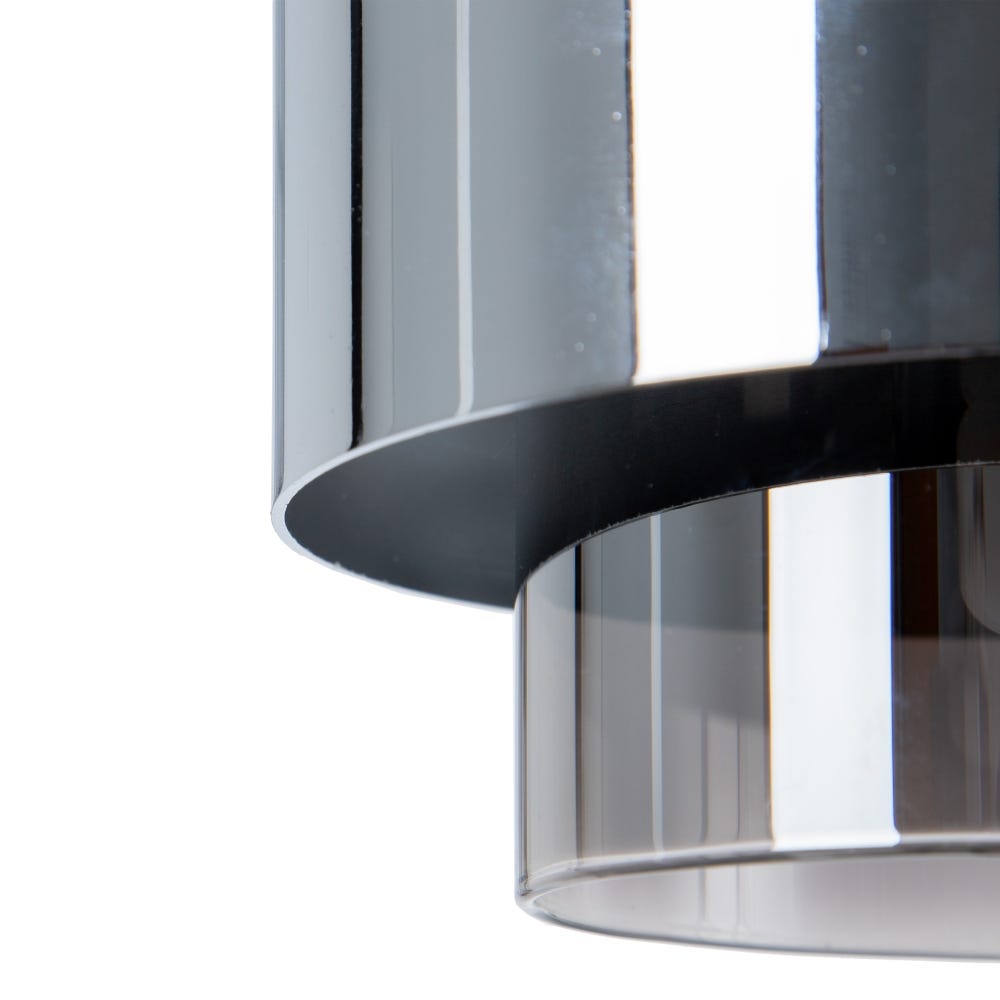 Lolahome Lámpara De Techo Cilíndrica De Cristal Y Metal Plata De Ø 13x120 Cm