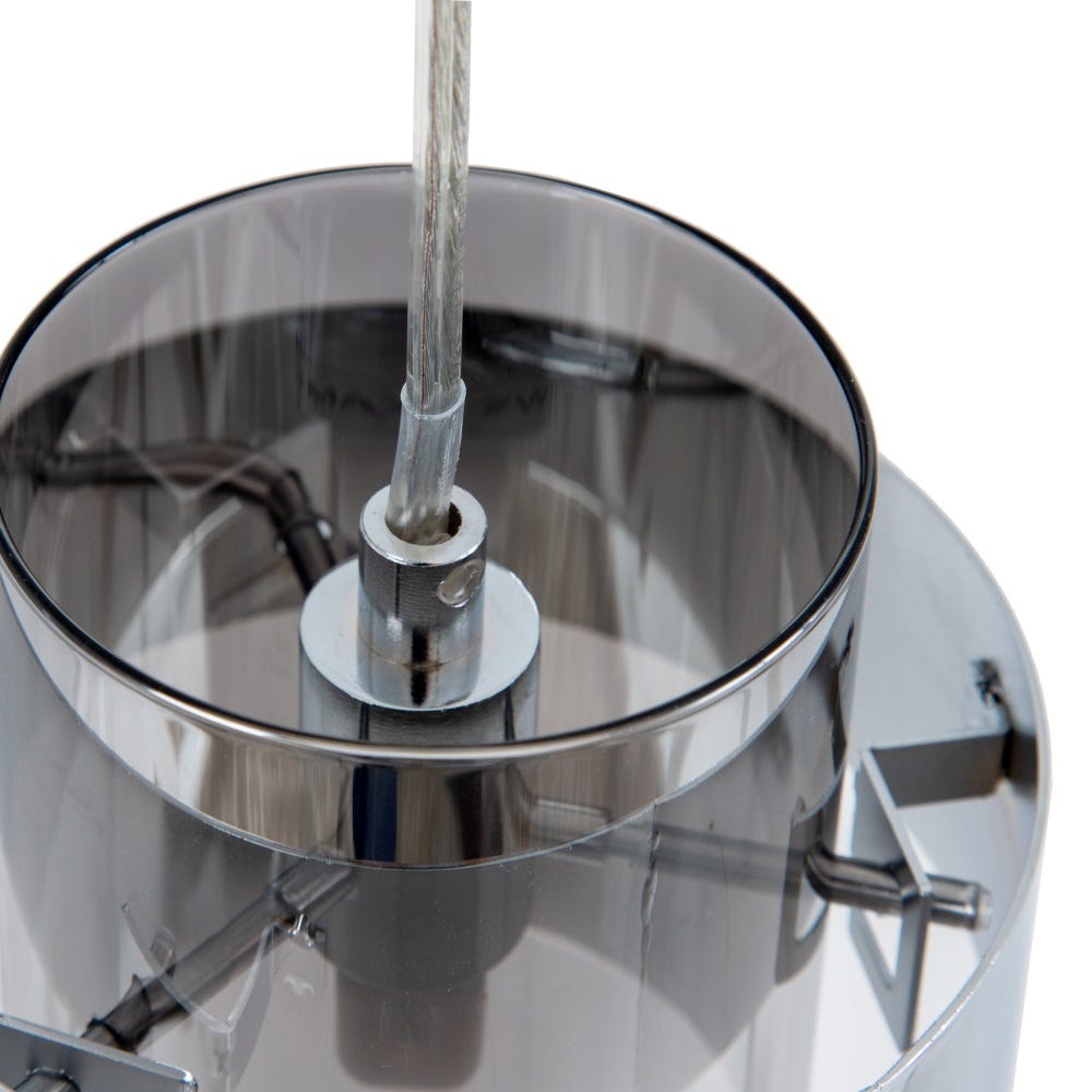 lolahome Lámpara de techo cilíndrica de cristal y metal plata de Ø 13x120 cm