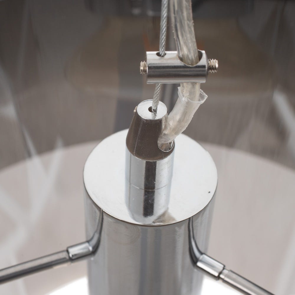 lolahome Lámpara de techo cilíndrica de cristal y metal plata de Ø 28x120 cm