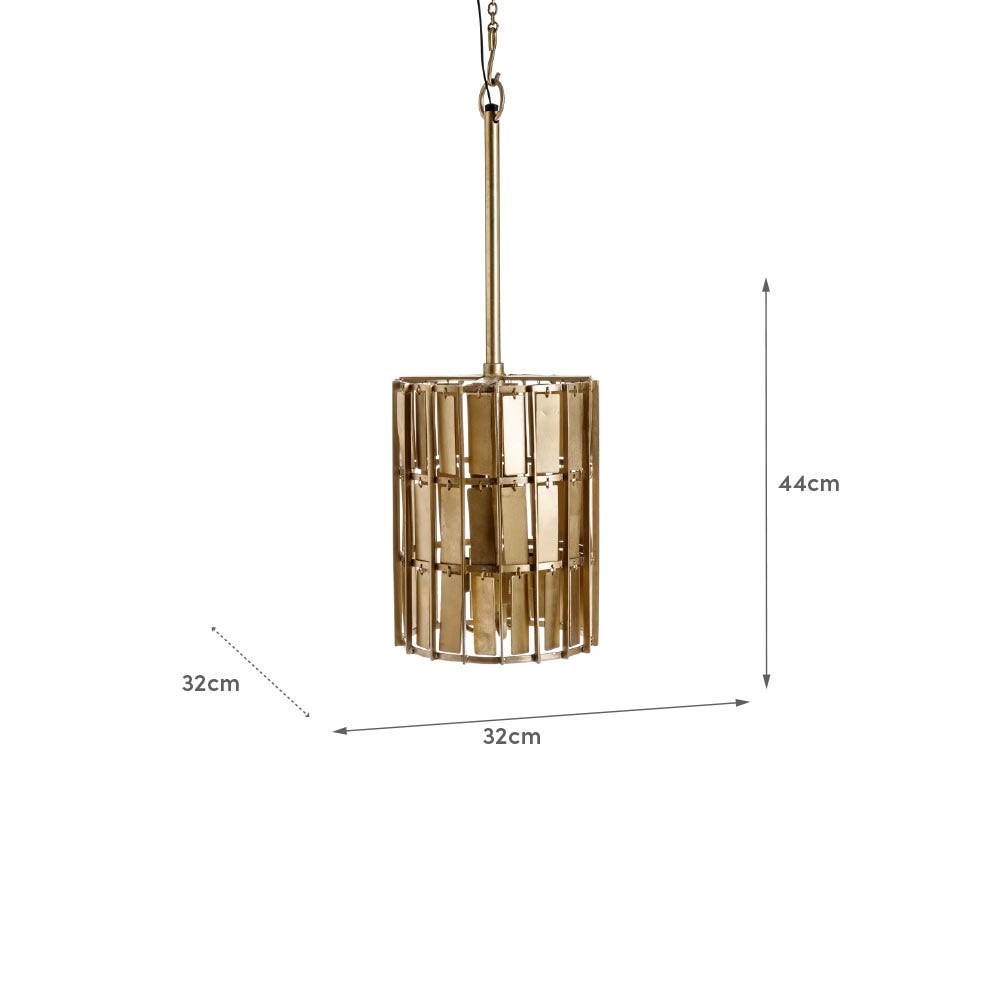 Lolahome Lámpara De Techo Cilíndrica De Metal Color Bronce De Ø 32x44 Cm