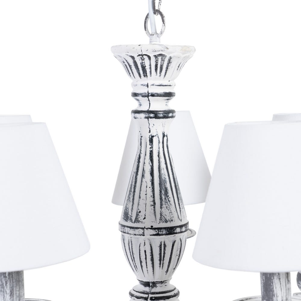 lolahome Lámpara de techo con 5 brazos rozada de metal blanco de 53x52x50 cm