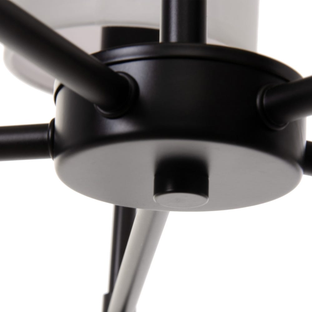 Lolahome Lámpara De Techo Con 5 Brazos Vela De Tela Y Metal Blanca Y Negra De Ø 64x38 Cm