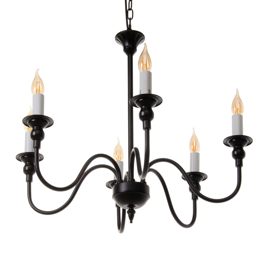 Lolahome Lámpara De Techo Con 6 Brazos De Metal Negro Y Dorado De Ø 65x45 Cm