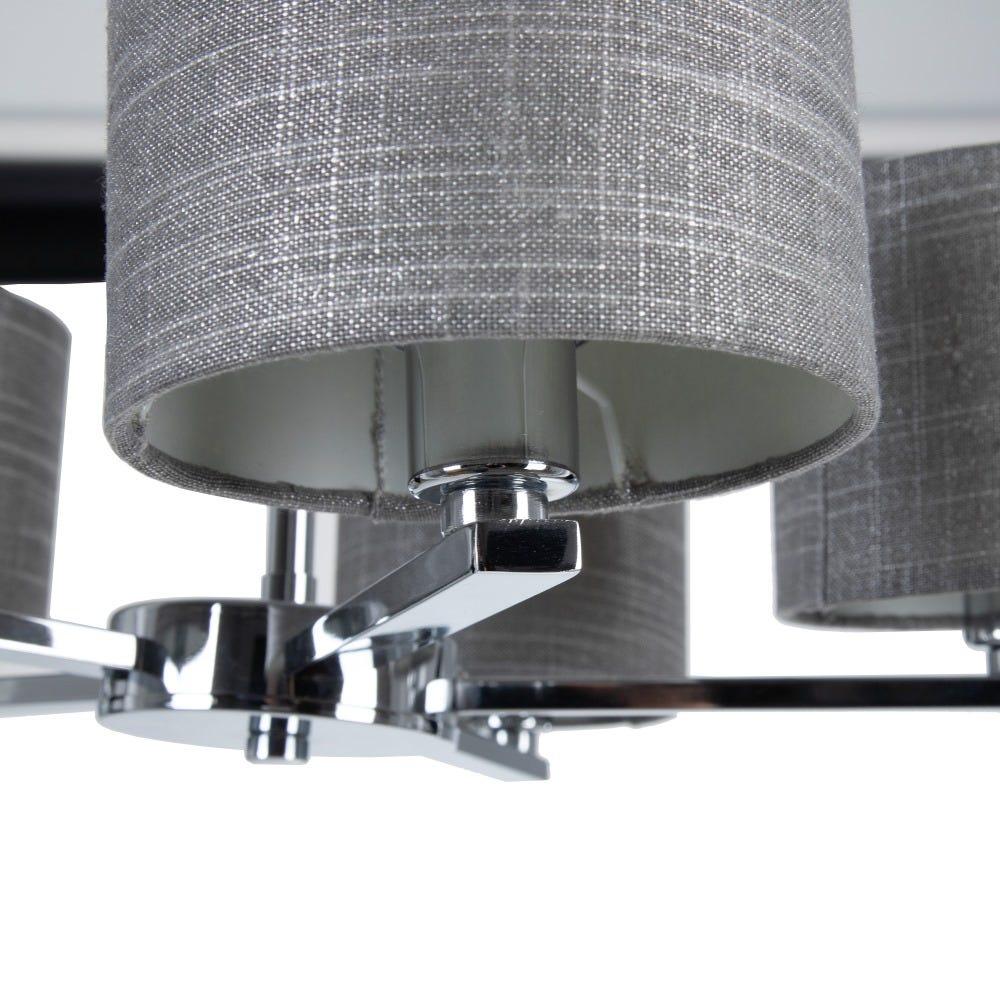 Lolahome Lámpara De Techo Con Brazos De Metal Y Tela Negra Y Plateada De 34x55x55 Cm