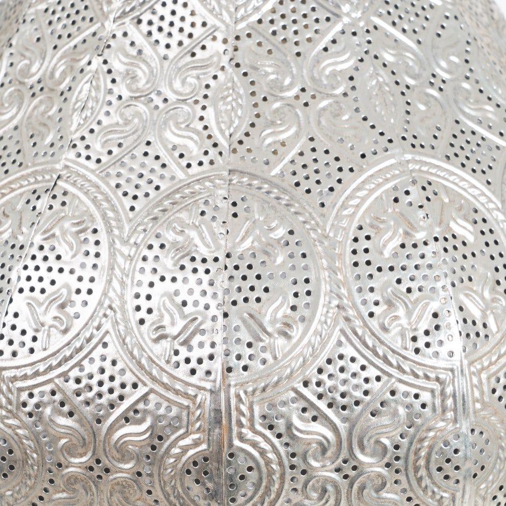 Lolahome Lámpara De Techo Con Grabado Arabesco De Metal Plateada De Ø 32x37 Cm