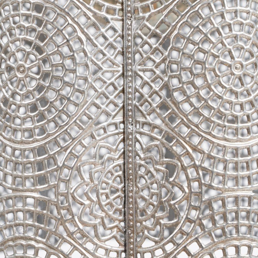 Lolahome Lámpara De Techo Con Grabado Arabesco De Metal Plateada De Ø 24x30 Cm