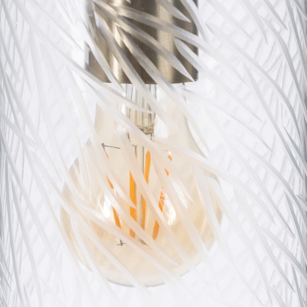 Lolahome Lámpara De Techo Con Pantalla Cilíndrica De Cristal Con Tallado De Trazos Y