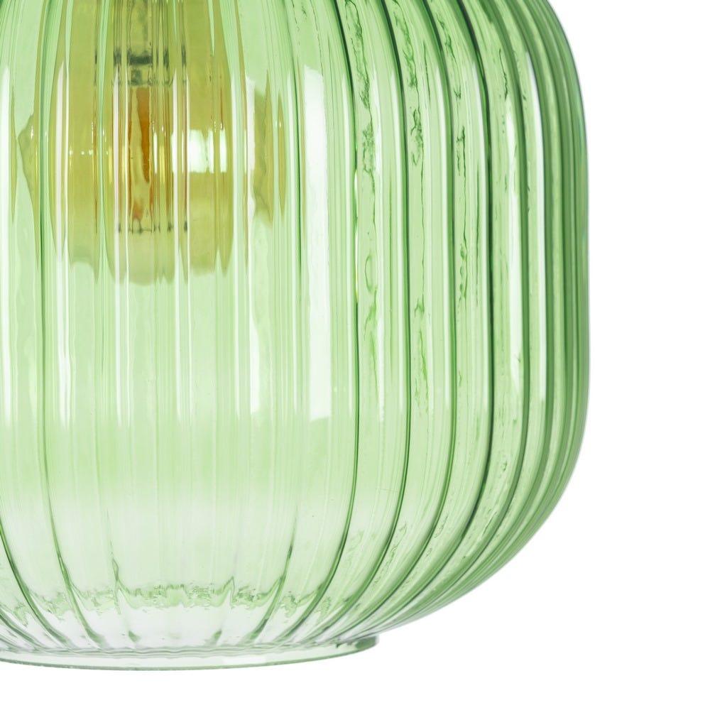 lolahome Lámpara de techo con pantalla de bola de cristal acanalado verde y metal de Ø 14x32 cm