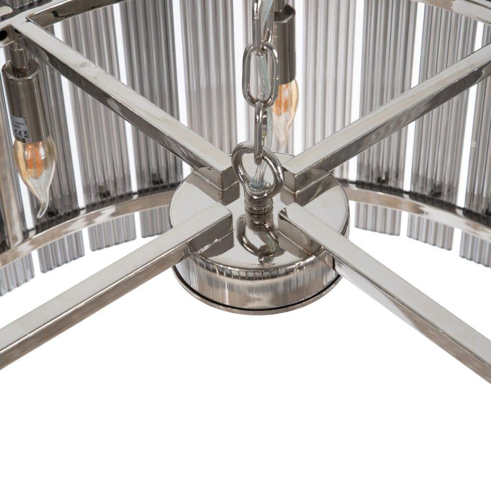 Lolahome Lámpara De Techo Con Pantalla De Cristal Y Metal Plateada De Ø 76x39 Cm