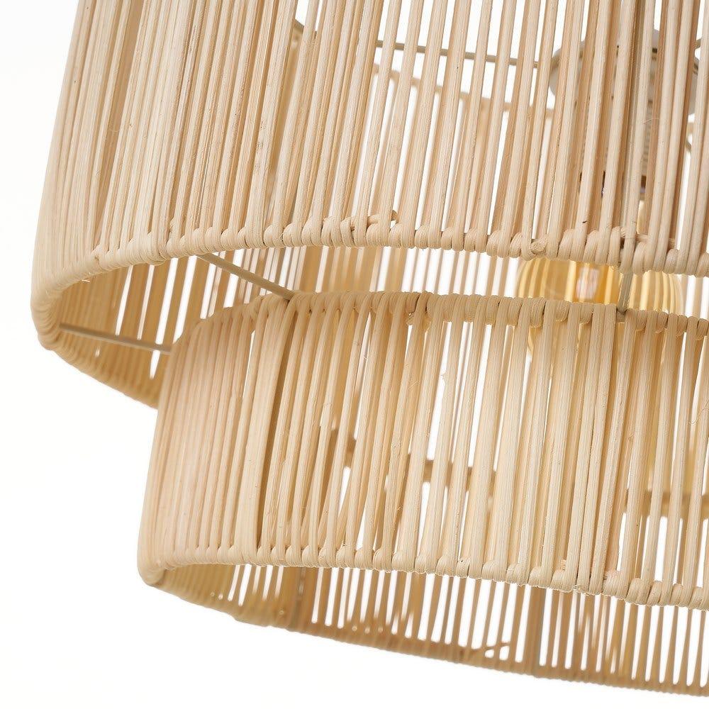 Lolahome Lámpara De Techo Con Tulipa Doble De Ratán Natural De Ø 38x26 Cm