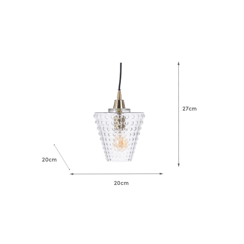 Lolahome Lámpara De Techo Con Tulipa Pirámide De Cristal De Burbujas Y Metal Dorado De Ø 20x27 Cm