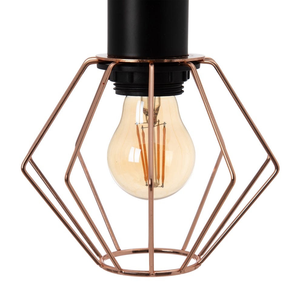 Lolahome Lámpara De Techo Diamante De Metal Negra Y Dorada De Ø 15x30 Cm