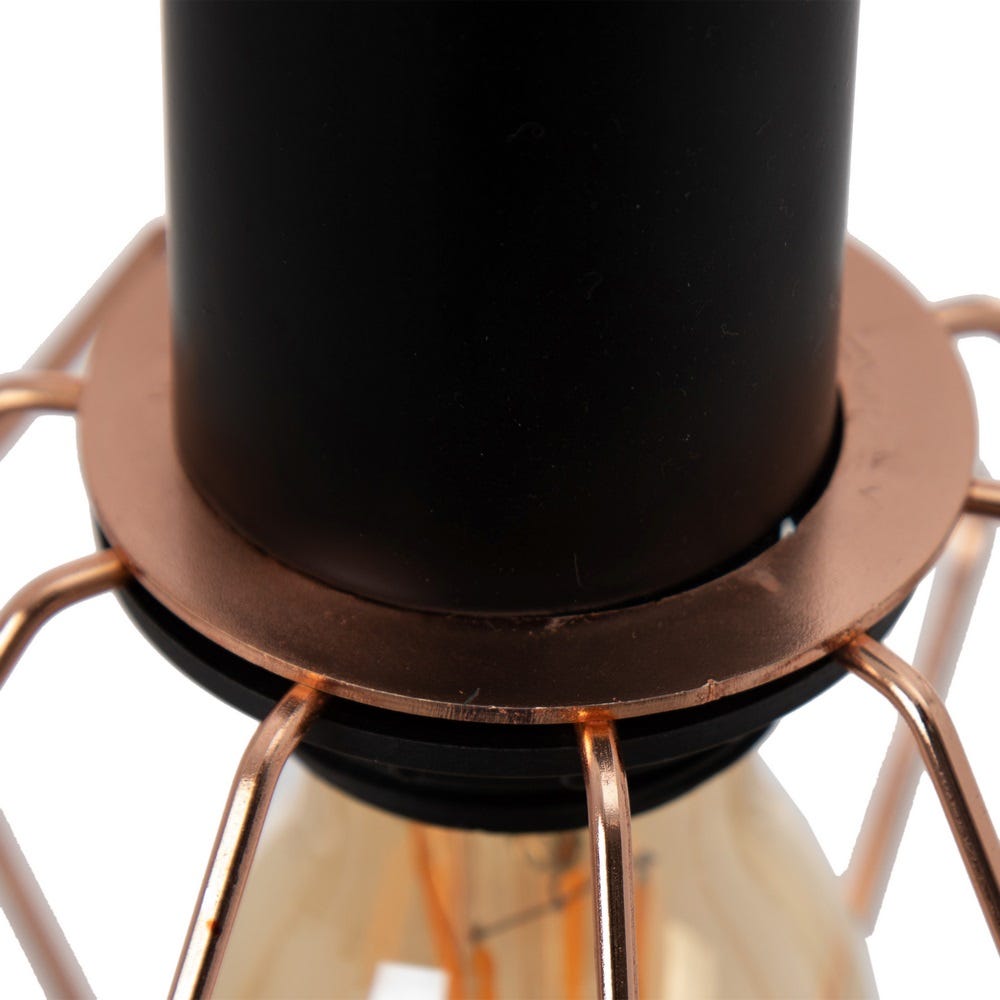 Lolahome Lámpara De Techo Diamante De Metal Negra Y Dorada De Ø 15x30 Cm