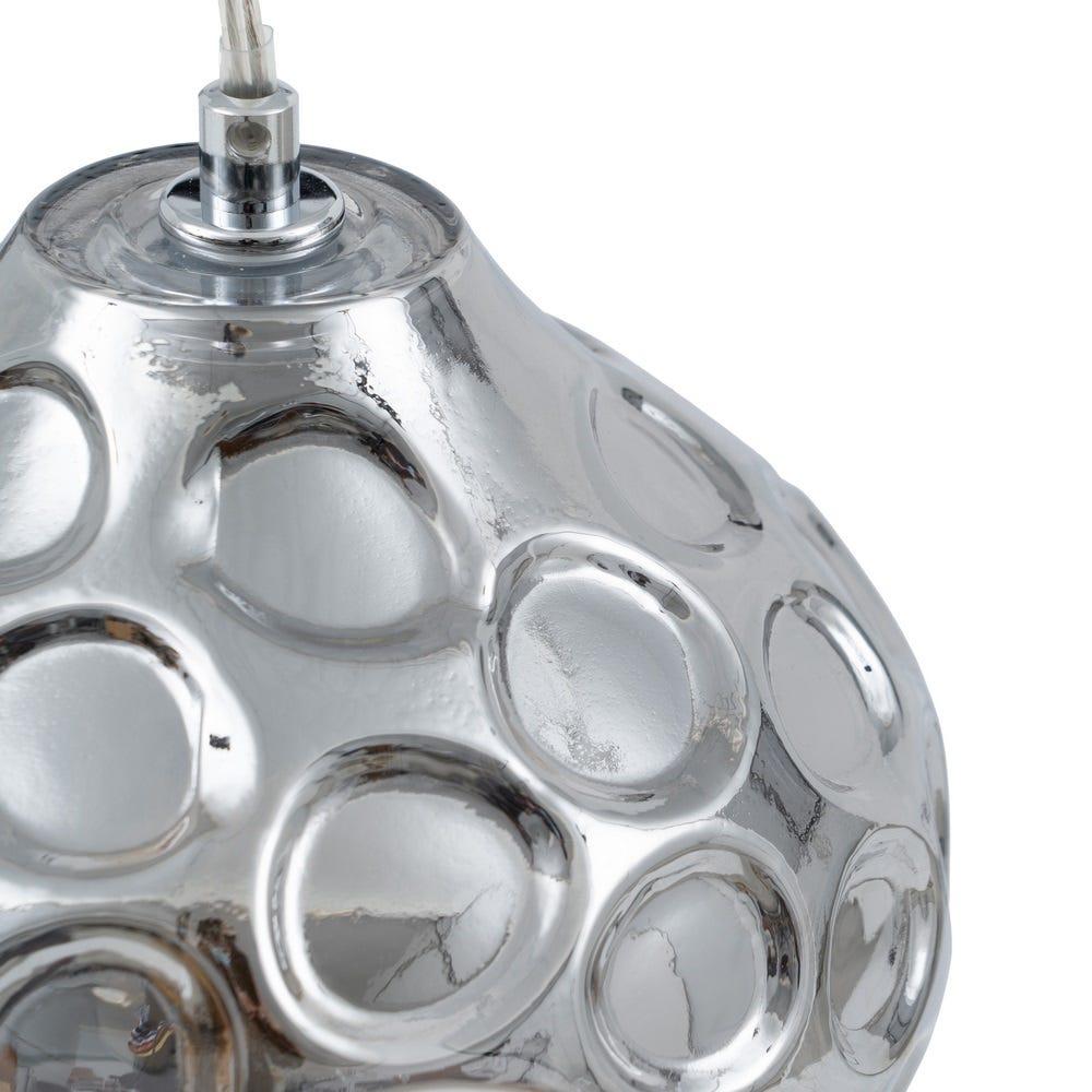 lolahome Lámpara de techo martelada plateada de hierro y cristal de Ø 18x17 cm