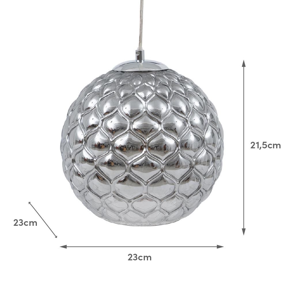 Lolahome Lámpara De Techo Piña Plateada De Hierro Y Cristal De Ø 23x21 Cm