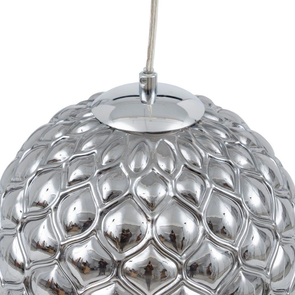 lolahome Lámpara de techo piña plateada de hierro y cristal de Ø 23x21 cm