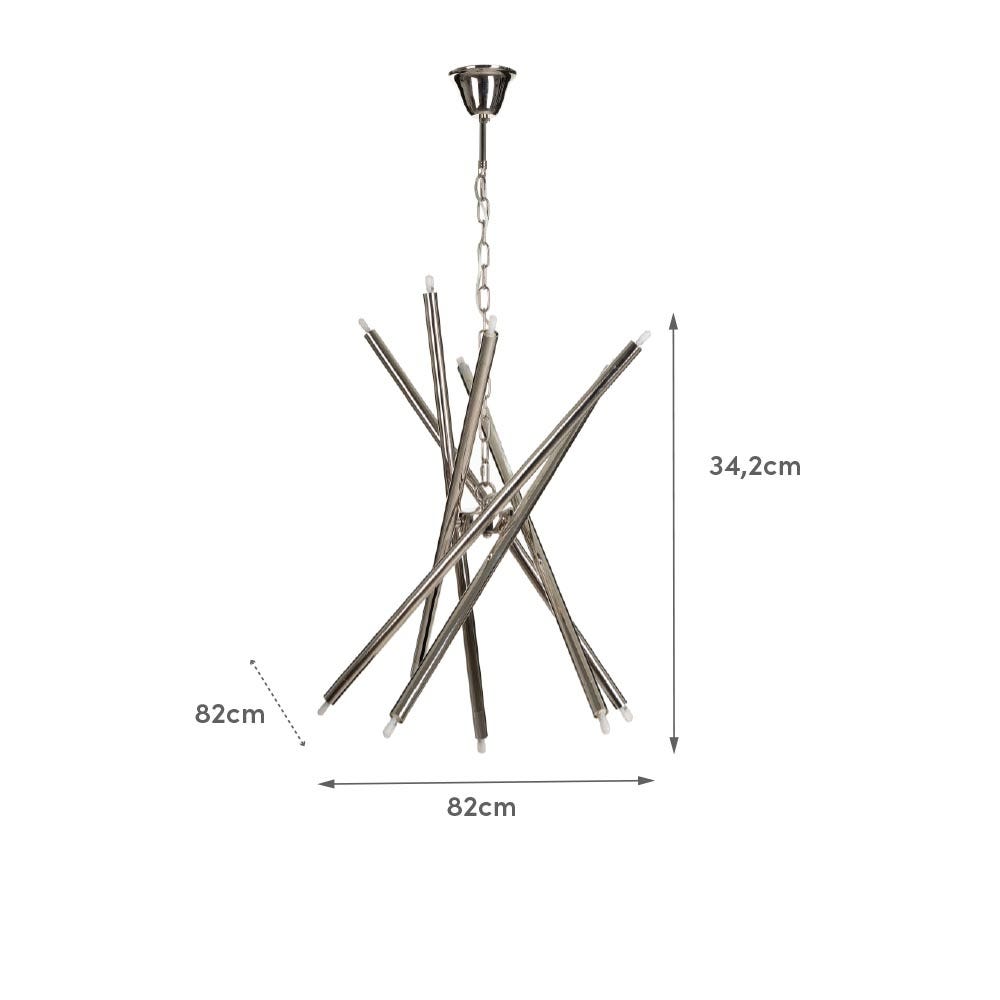Lolahome Lámpara De Techo Plateada De 6 Brazos Dobles De Metal De Ø 82x34 Cm