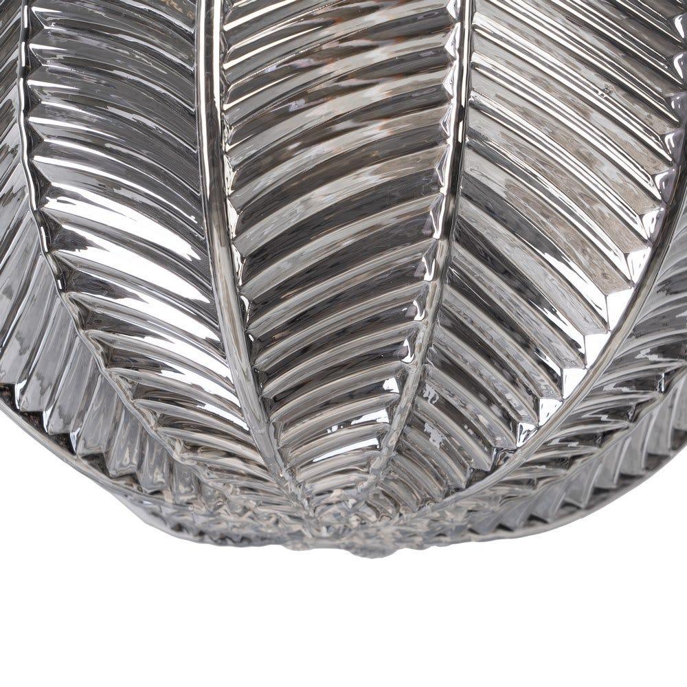 Lolahome Lámpara De Techo Tallada Con Hojas De Cristal Y Metal Gris De Ø 26x120 Cm