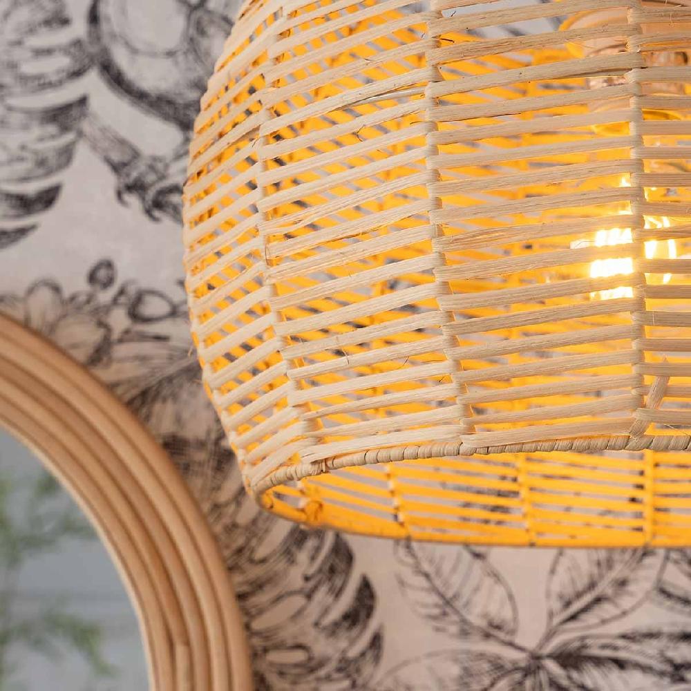 Lolahome Lámpara De Techo Trenzada De Ratán Natural De Ø 35x23 Cm