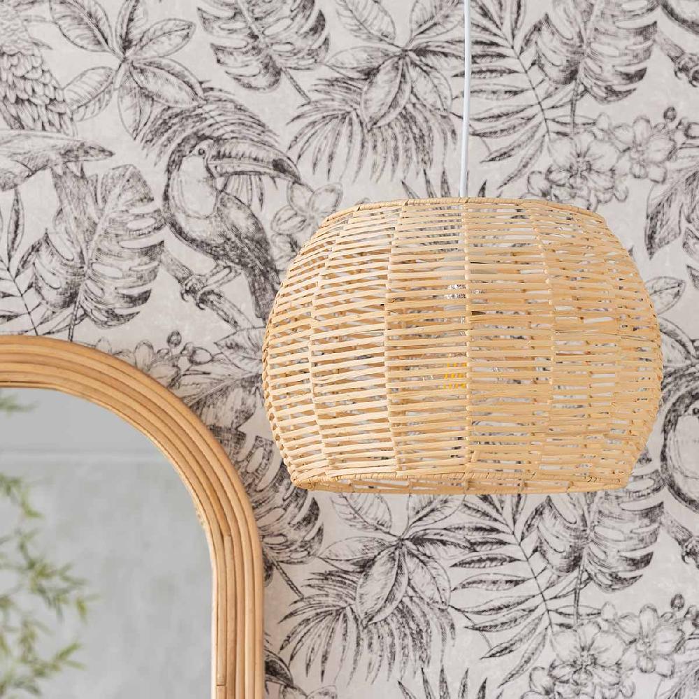 lolahome Lámpara de techo trenzada de ratán natural de Ø 35x23 cm