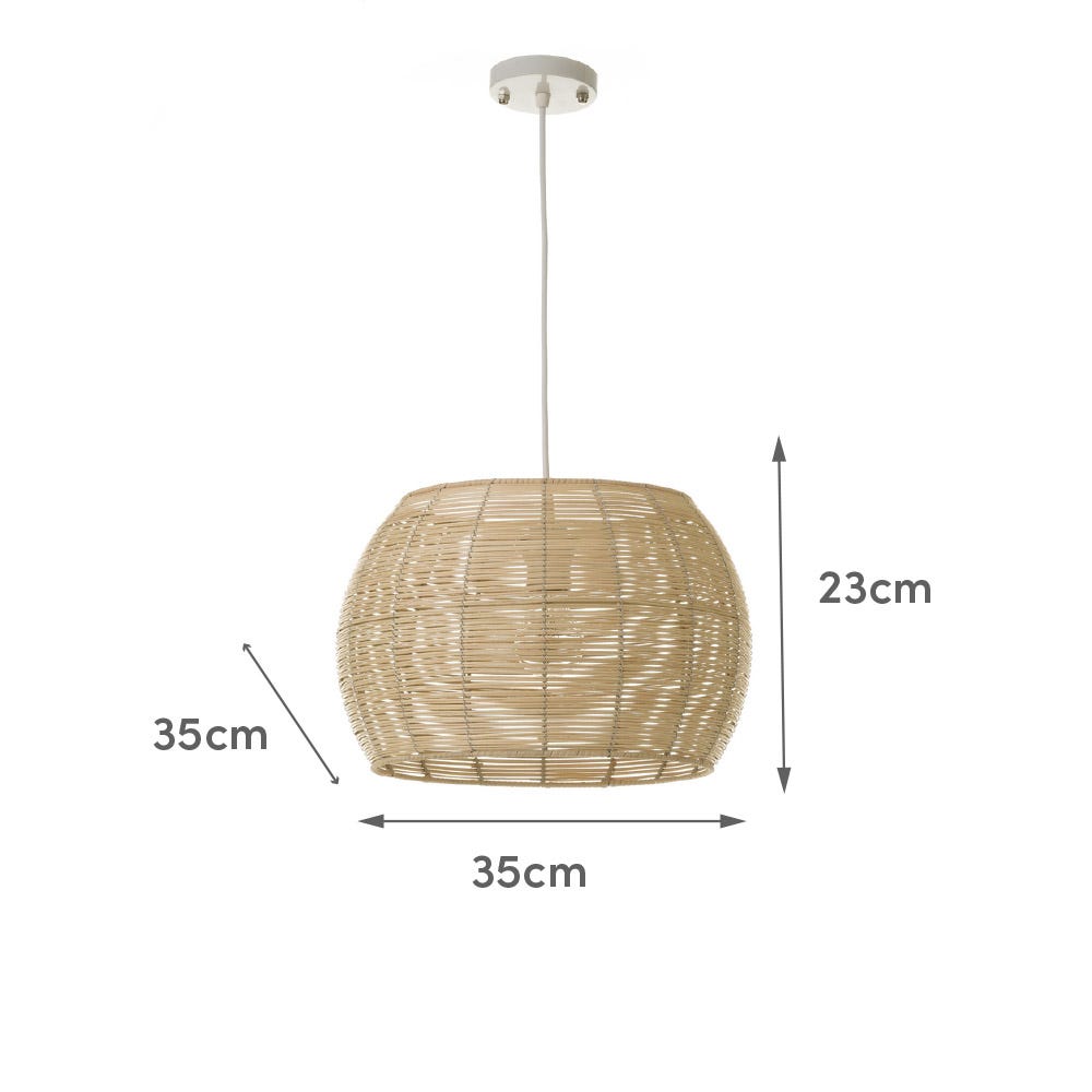Lolahome Lámpara De Techo Varillas De Ratán Natural De Ø 35x23 Cm