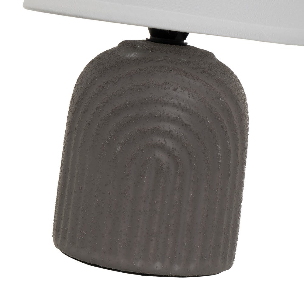 Lolahome Lámpara Mesita De Noche Arcos De Cerámica Gris Con Pantalla De Tela De Ø 15x24 Cm