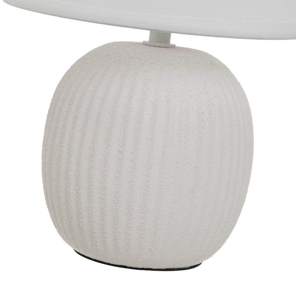 Lolahome Lámpara Mesita De Noche Bola De Cerámica Blanca Con Pantalla De Tela De Ø 18x27 Cm