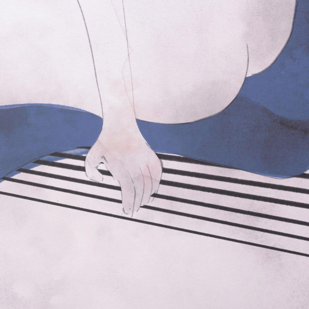 Lolahome Lienzo De Mujer Fotoimpreso De Madera Beige Y Azul De 92x62cm