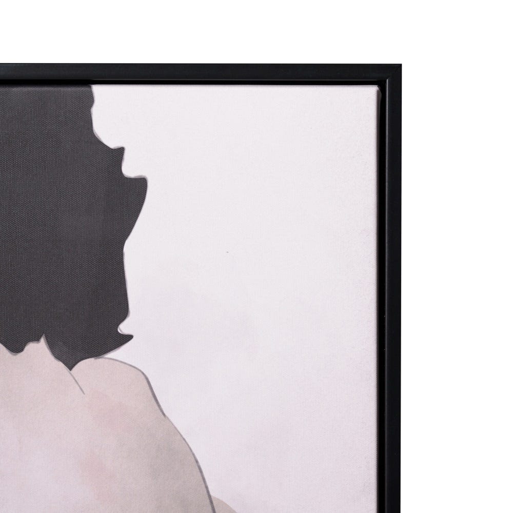 lolahome Lienzo de mujer fotoimpreso de madera beige y azul de 92x62cm