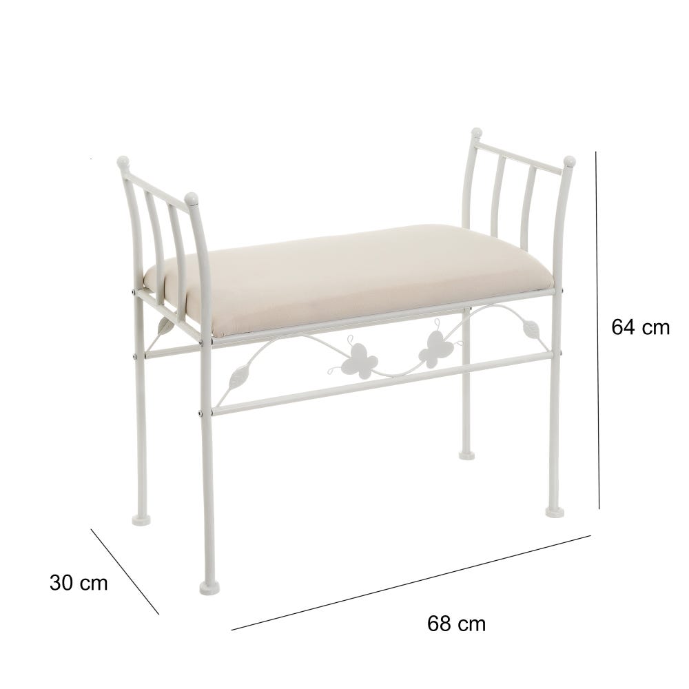 Lolahome Banqueta Pie De Cama Metálica Blanca