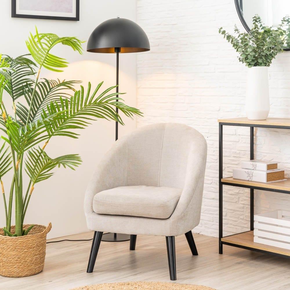 Lolahome Butaca Con Brazos De Chenilla Y Madera