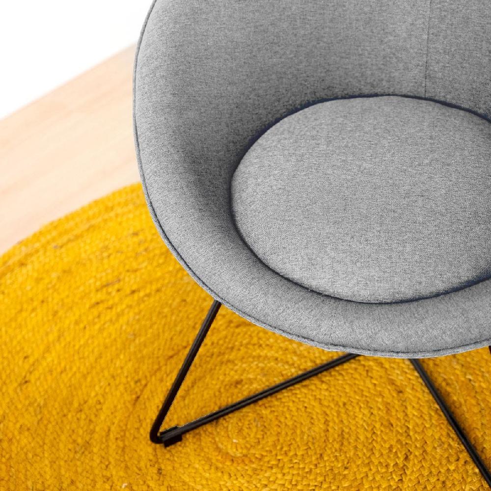 Lolahome Butaca De Diseño Redonda De Tela Y Metal