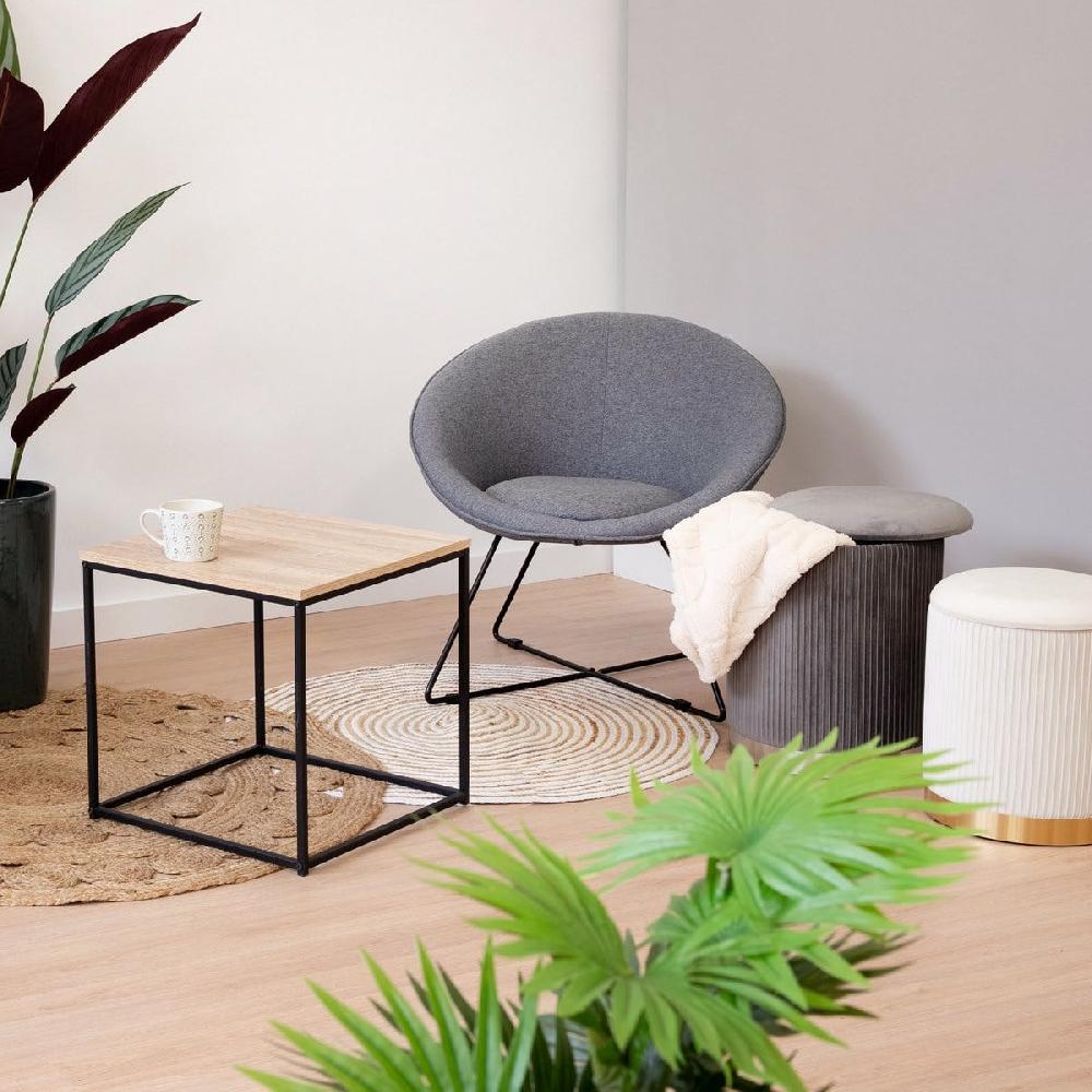 Lolahome Butaca De Diseño Redonda De Tela Y Metal