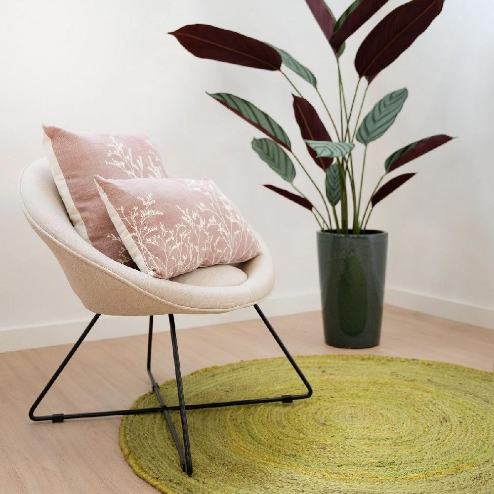 lolahome Butaca de diseño redonda de tela y metal