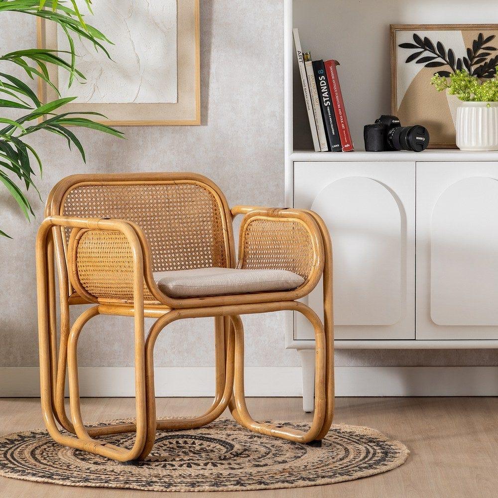 Lolahome Butaca De Rejilla De Ratán Con Cojín