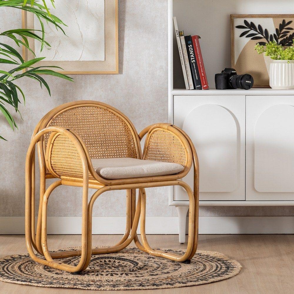 Lolahome Butaca De Rejilla De Ratán Con Cojín