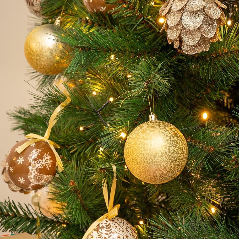 lolahome Caja de 7 bolas de Navidad doradas