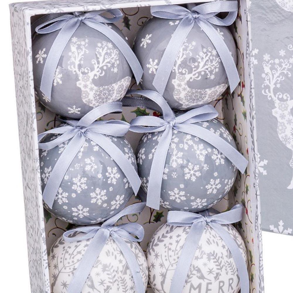 Lolahome Caja De De 6 Bolas De Navidad Plateadas