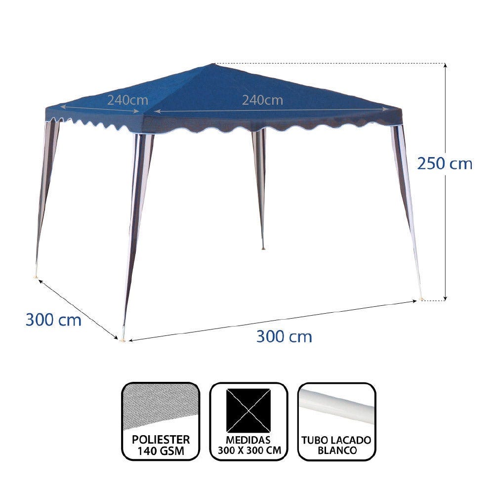 lolahome Carpa desmontable azul de 3x3 metros