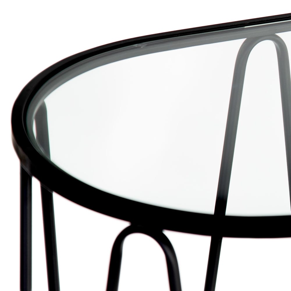 lolahome Consola ovalada negro.Set de 2