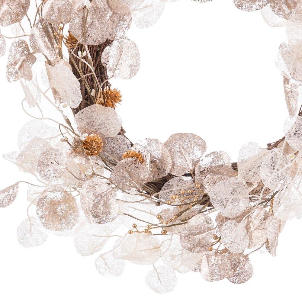 lolahome Corona Navidad blanca de 55 cm