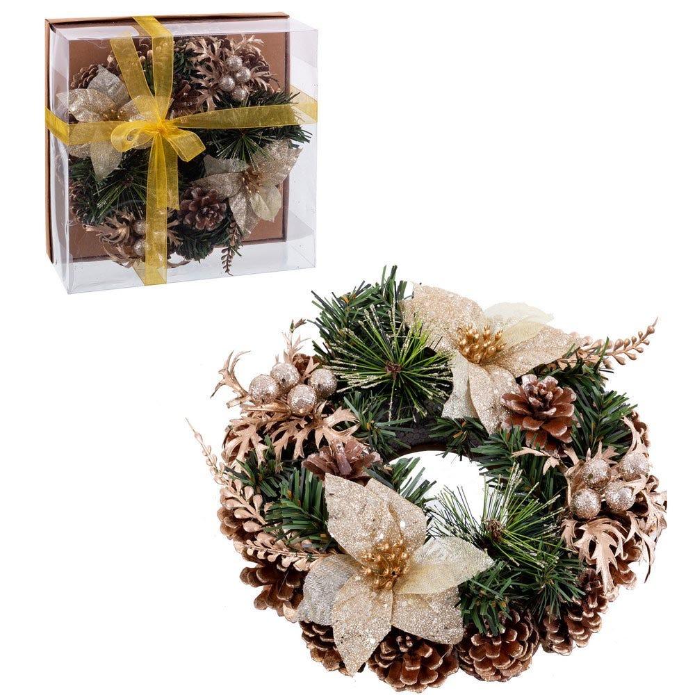 Lolahome Corona Navidad Dorada De 22 Cm