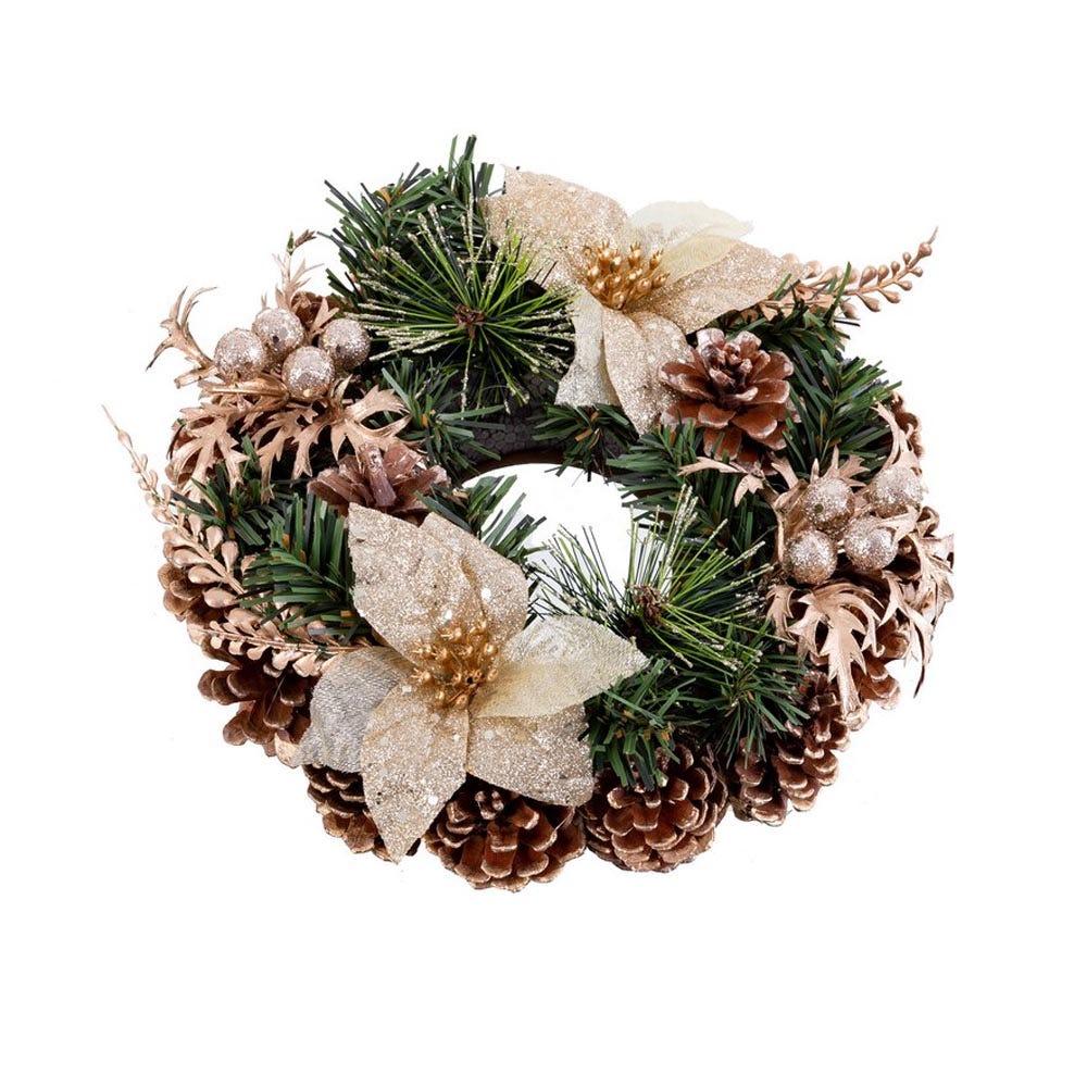 lolahome Corona Navidad dorada de 22 cm