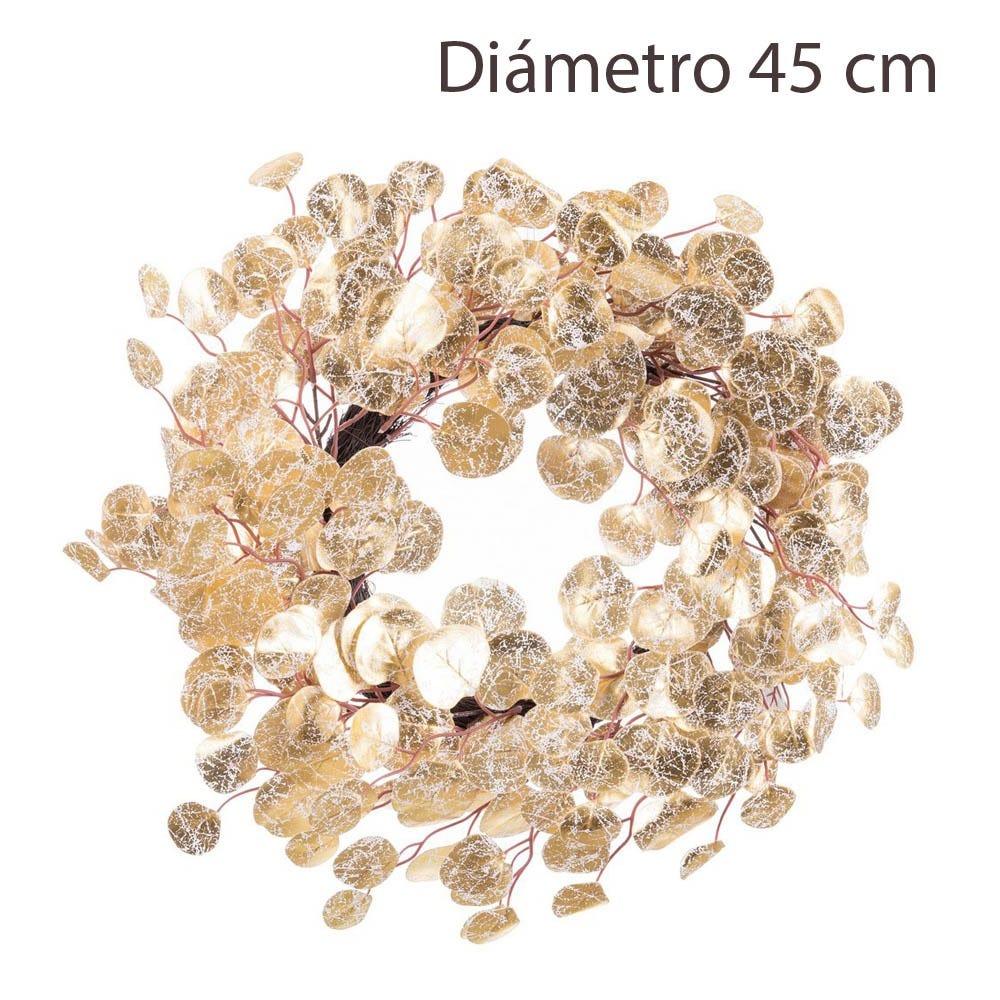 Lolahome Corona Navidad Hojas Doradas De 45 Cm