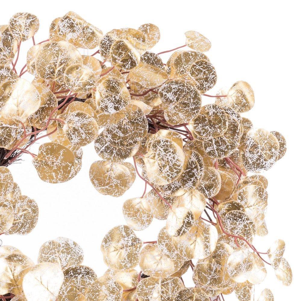 lolahome Corona Navidad hojas doradas de 45 cm