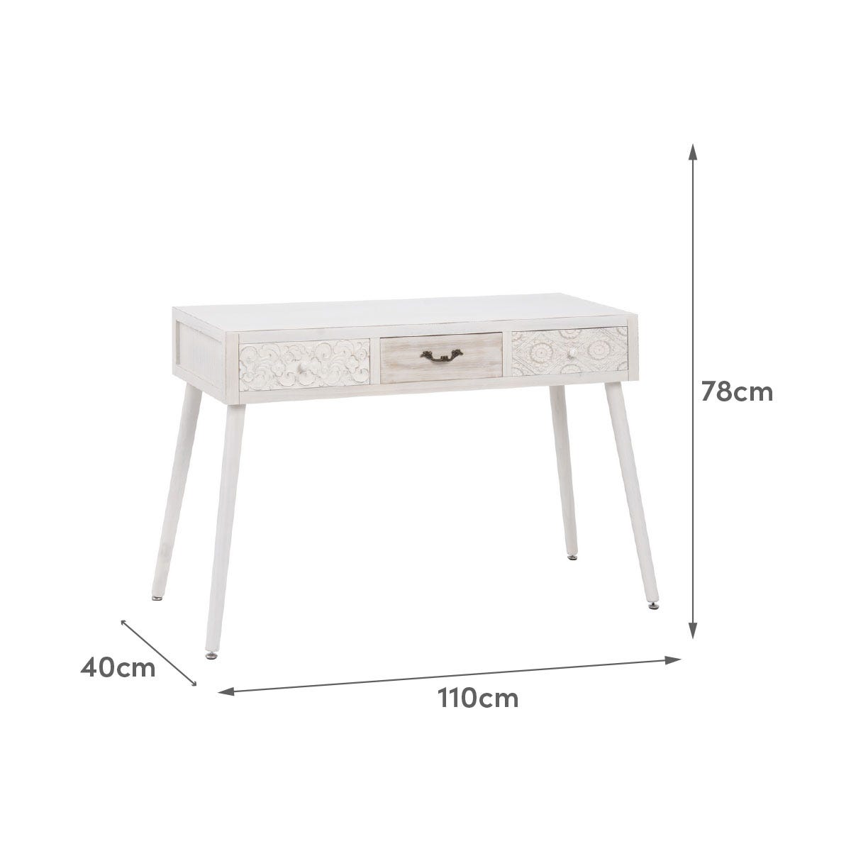 Lolahome Escritorio Tallado Blanco Y Natural