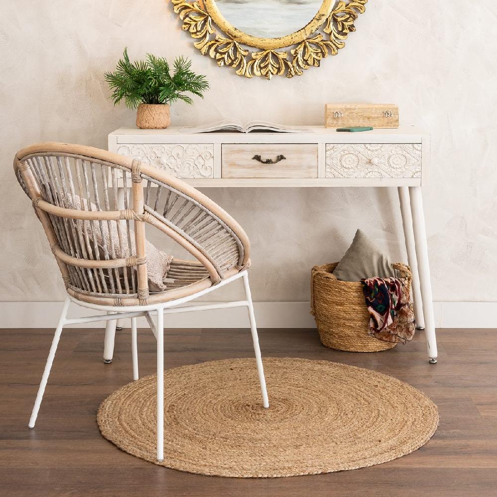 lolahome Escritorio tallado blanco y natural