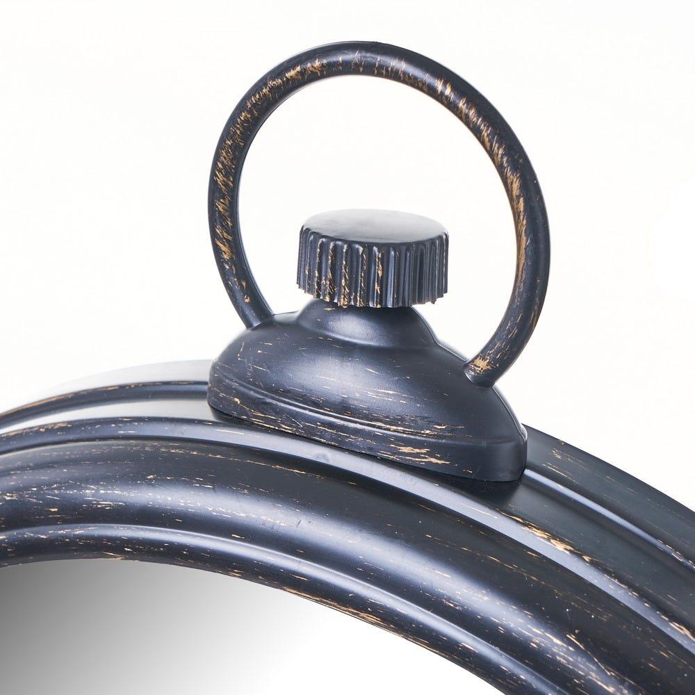 lolahome Espejo con anilla negro de 35x41 cm